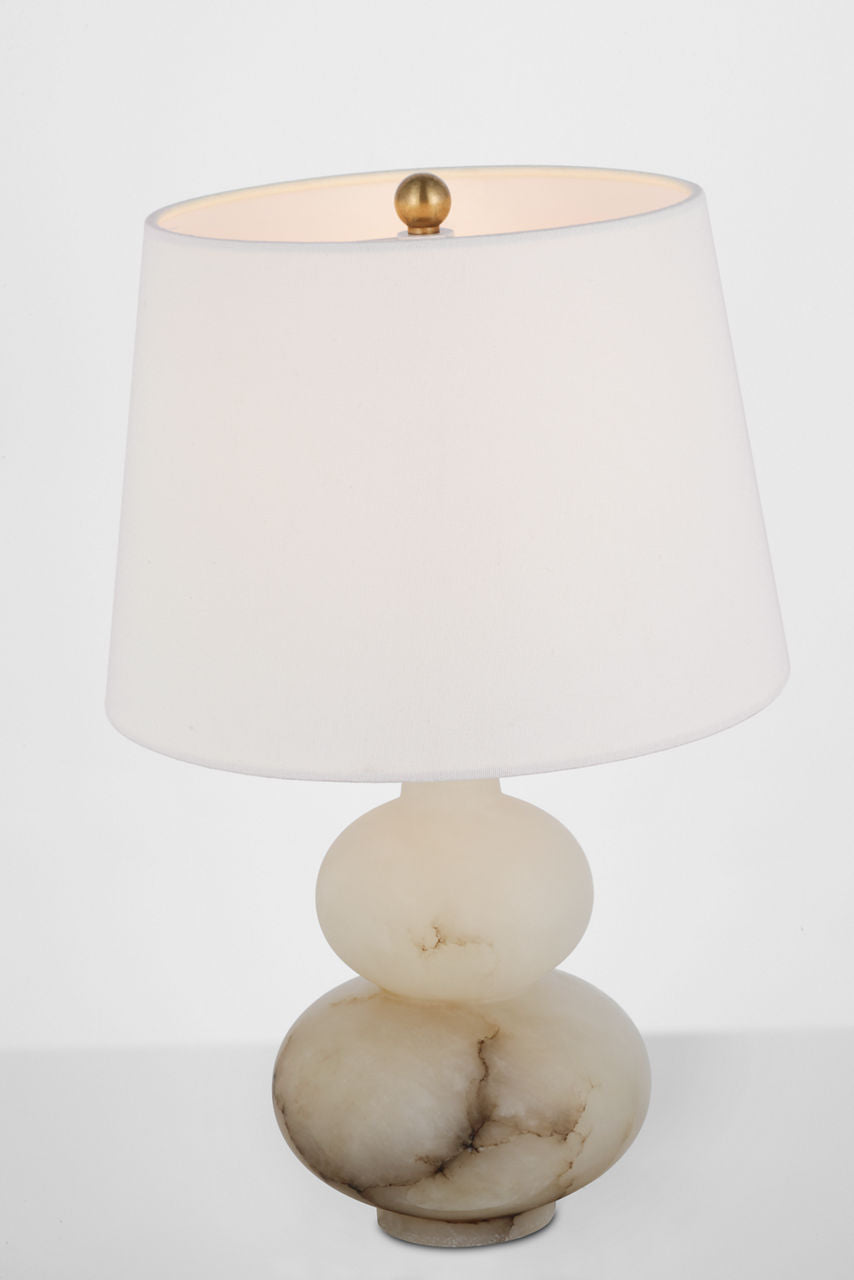 Ciccio Medium Table Lamp | Alabaster | Linen Shade