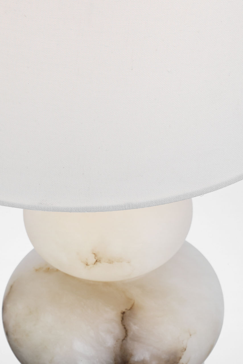 Ciccio Medium Table Lamp | Alabaster | Linen Shade