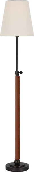 Bryant Wrapped Table Lamp | Bronze and Saddle Leather | Linen Shade