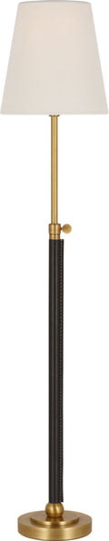 Bryant Wrapped Table Lamp | Hand-Rubbed Antique Brass and Chocolate Leather | Linen Shade