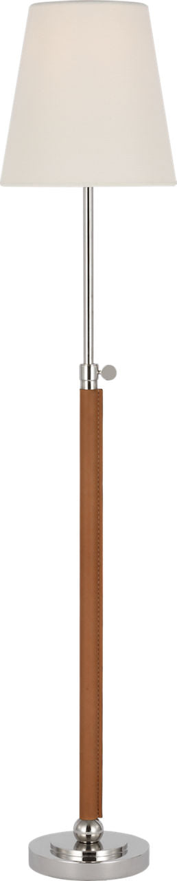 Bryant Wrapped Table Lamp | Polished Nickel and Natural Leather | Linen Shade