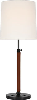 Bryant Large Wrapped Table Lamp | Bronze and Saddle Leather | Linen Shade