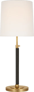 Bryant Large Wrapped Table Lamp | Hand-Rubbed Antique Brass and Chocolate Leather | Linen Shade