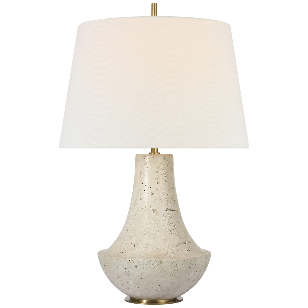 Kefi 25" Table Lamp | Natural Travertine | Linen Shade