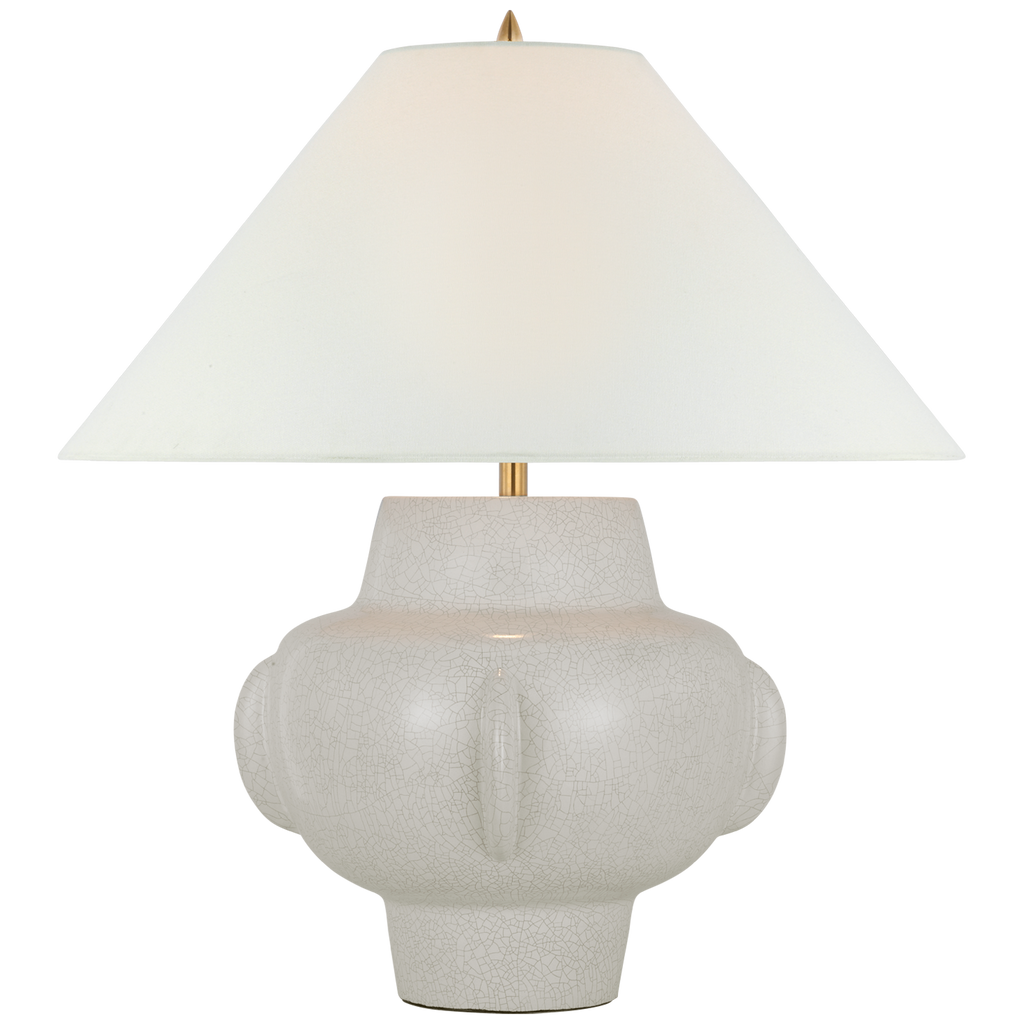 Cap-Ferrat 26" Table Lamp | White Crackle | Linen Flared Shade