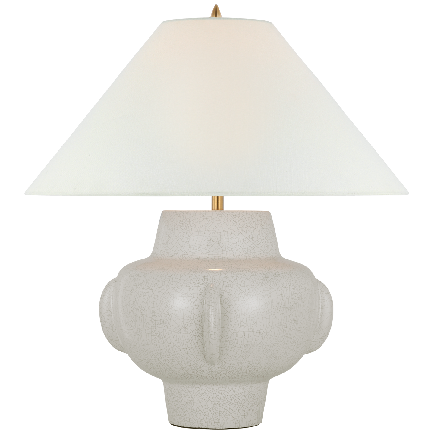 Cap-Ferrat 26" Table Lamp | White Crackle | Linen Flared Shade