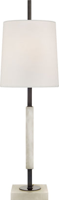 Lexington Medium Table Lamp | Bronze and Alabaster | Linen Shade