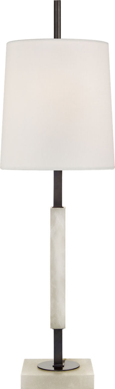 Lexington Medium Table Lamp | Bronze and Alabaster | Linen Shade