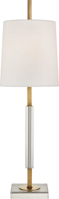 Lexington Medium Table Lamp | Hand-Rubbed Antique Brass and Crystal | Linen Shade