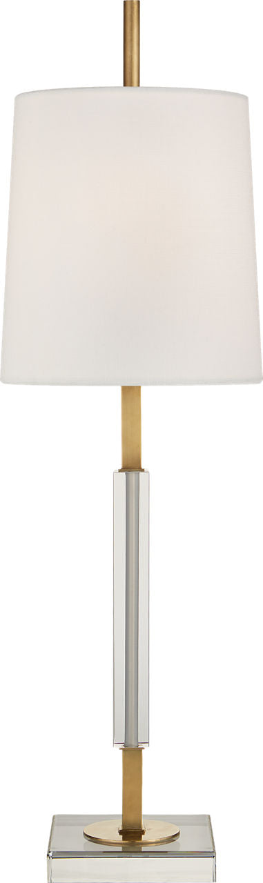 Lexington Medium Table Lamp | Hand-Rubbed Antique Brass and Crystal | Linen Shade