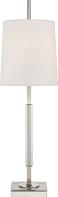 Lexington Medium Table Lamp | Polished Nickel and Crystal | Linen Shade