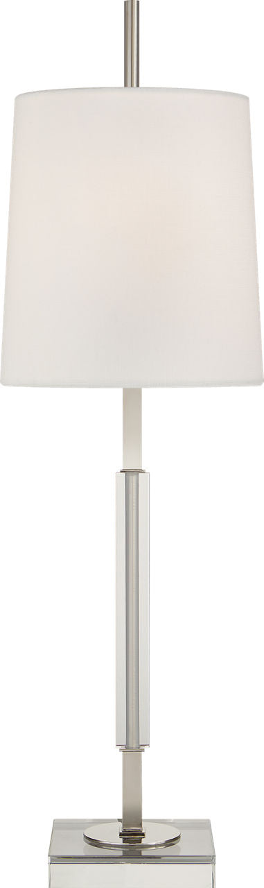Lexington Medium Table Lamp | Polished Nickel and Crystal | Linen Shade
