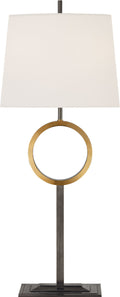 Simone Medium Buffet Lamp | Bronze and Hand-Rubbed Antique Brass | Linen Shade