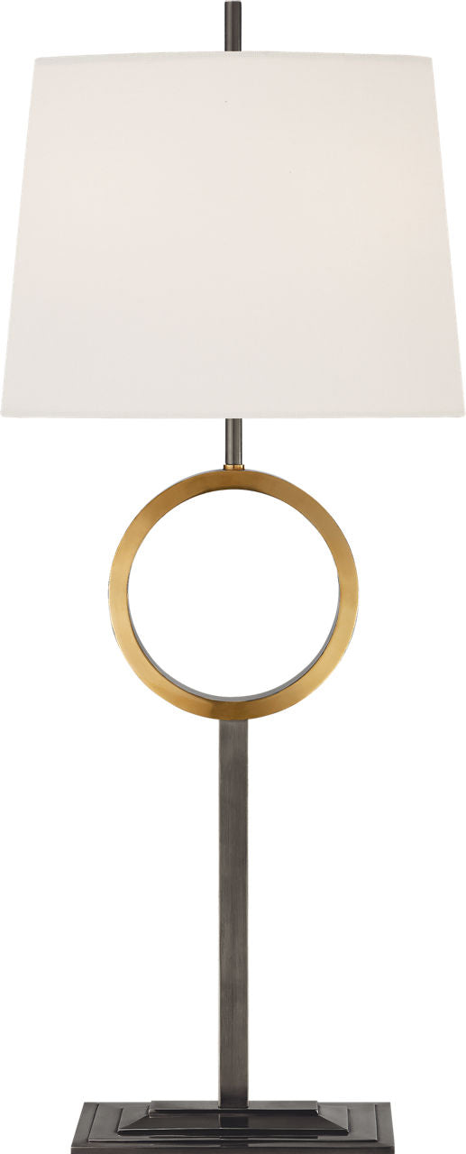 Simone Medium Buffet Lamp | Bronze and Hand-Rubbed Antique Brass | Linen Shade