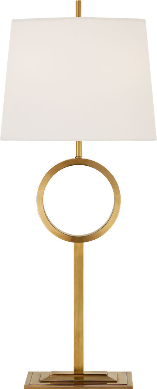 Simone Medium Buffet Lamp | Hand-Rubbed Antique Brass | Linen Shade