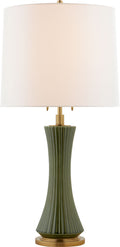 Elena Large Table Lamp | Emerald Green | Linen Shade