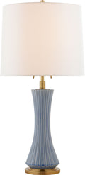 Elena Large Table Lamp | Polar Blue Crackle | Linen Shade