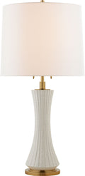 Elena Large Table Lamp | White Crackle | Linen Shade