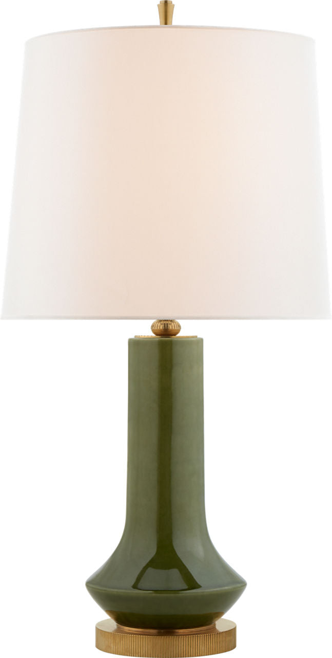 Luisa Large Table Lamp | Emerald Green | Linen Shade
