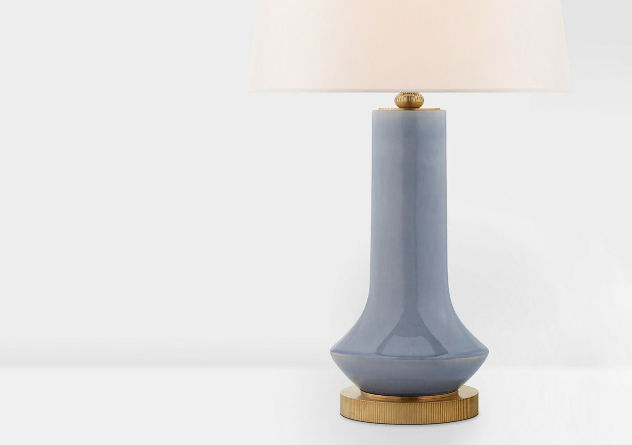 Luisa Large Table Lamp | Polar Blue Crackle | Linen Shade