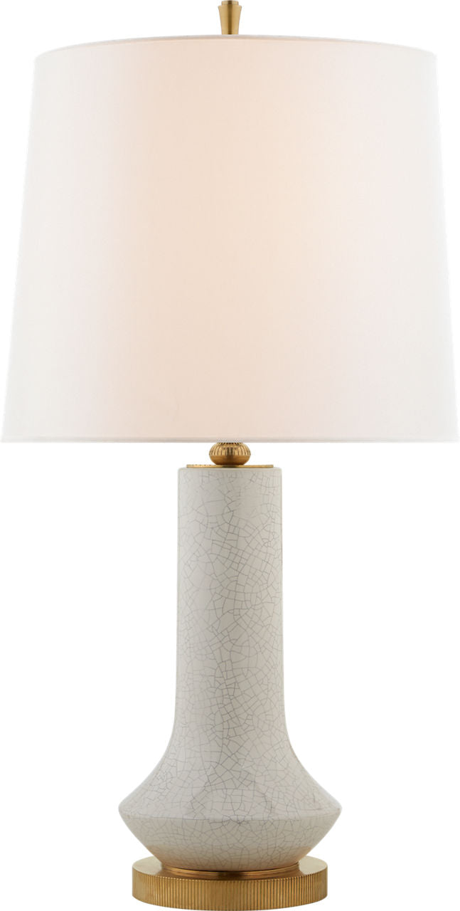 Luisa Large Table Lamp | White Crackle | Linen Shade