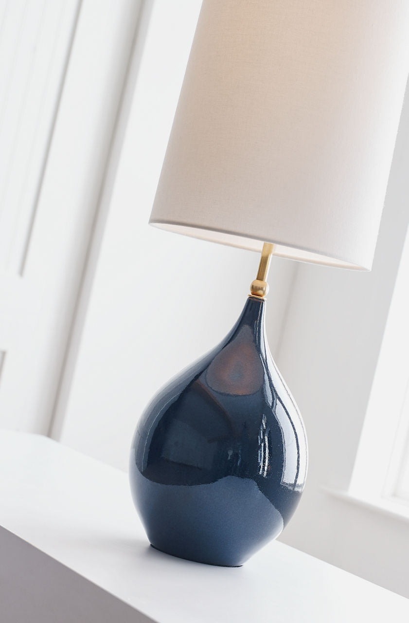 Loren Large Table Lamp | Mixed Blue Brown | Linen Shade
