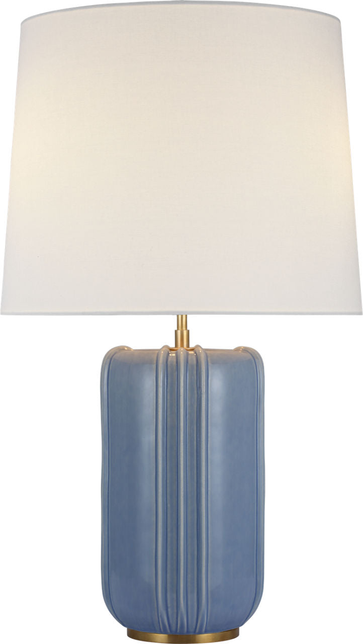 Minx Large Table Lamp | Polar Blue Crackle | Linen Shade