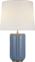 Minx Large Table Lamp | Polar Blue Crackle | Linen Shade