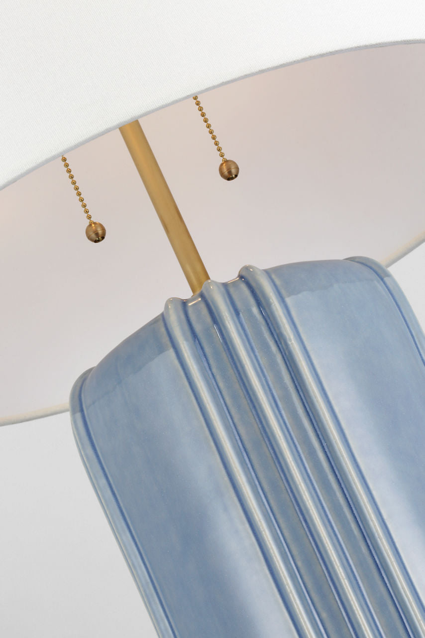 Minx Large Table Lamp | Polar Blue Crackle | Linen Shade