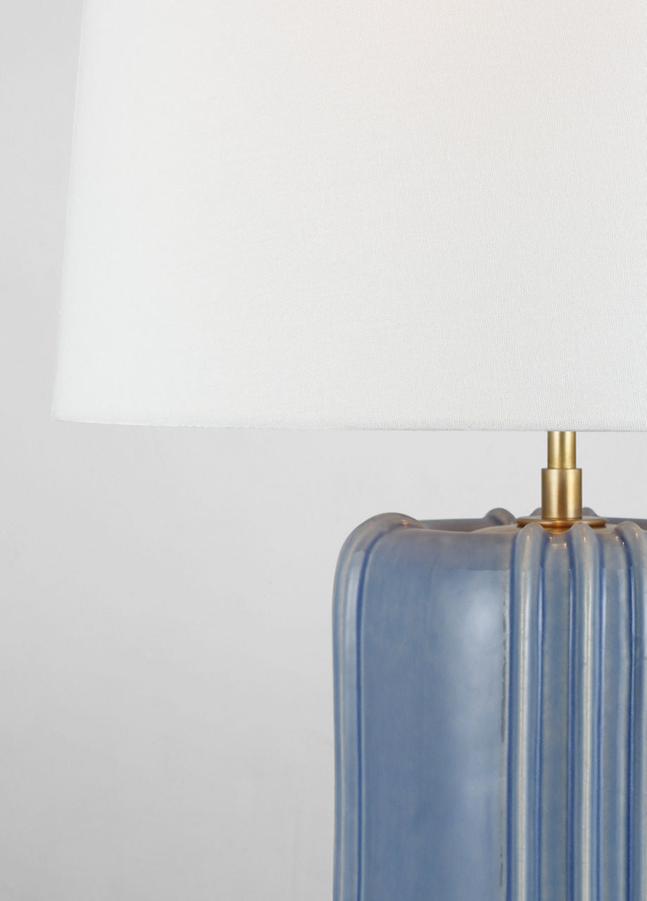 Minx Large Table Lamp | Polar Blue Crackle | Linen Shade