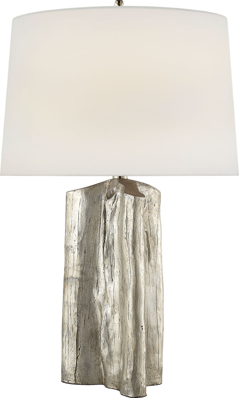 Sierra Buffet Lamp | Burnished Silver Leaf | Linen Shade