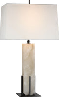Gironde Large Table Lamp | Alabaster and Bronze | Linen Shade