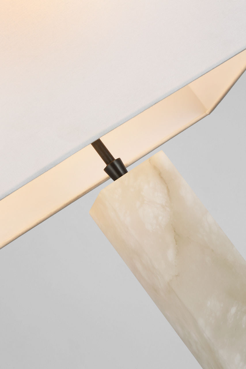 Gironde Large Table Lamp | Alabaster and Bronze | Linen Shade