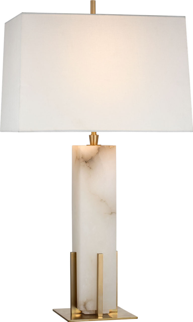 Gironde Large Table Lamp | Alabaster and Hand-Rubbed Antique Brass | Linen Shade