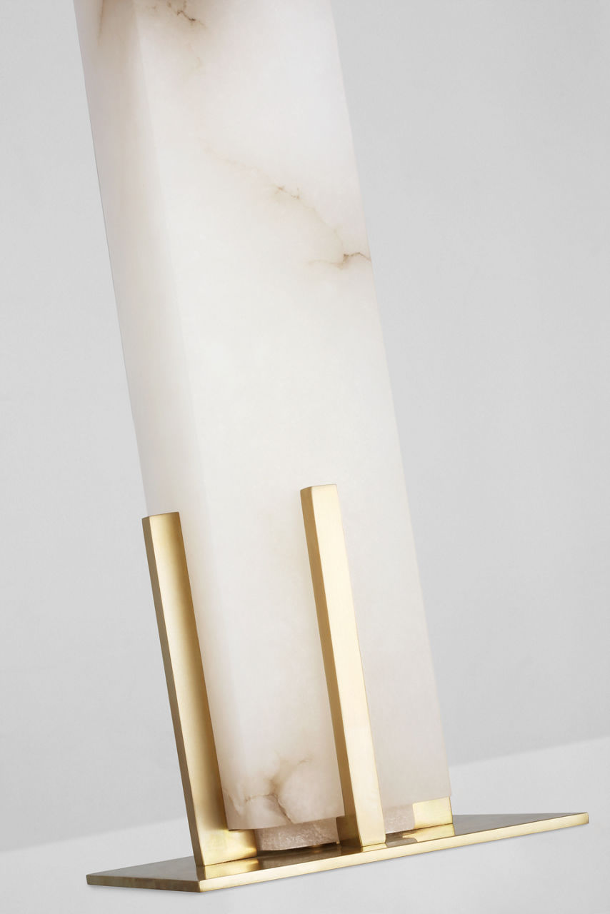 Gironde Large Table Lamp | Alabaster and Hand-Rubbed Antique Brass | Linen Shade