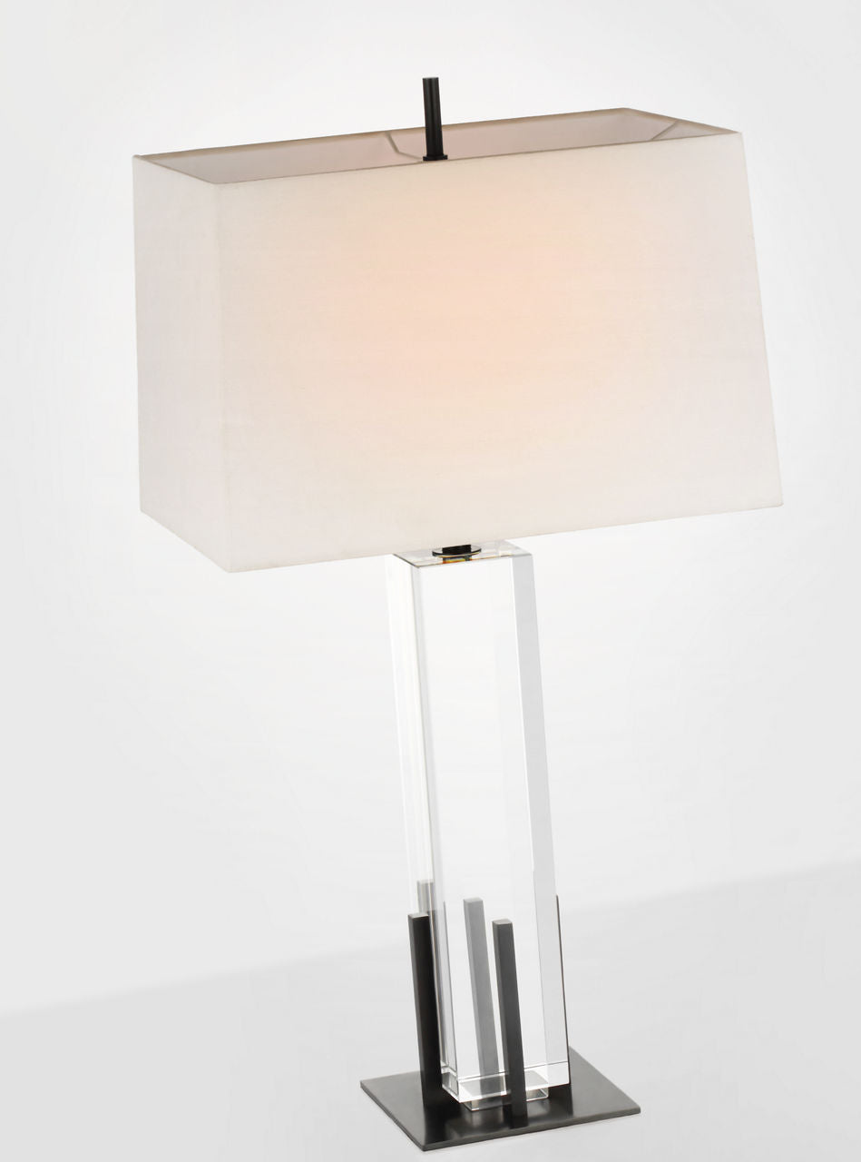 Gironde Large Table Lamp | Crystal and Bronze | Linen Shade