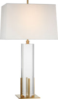 Gironde Large Table Lamp | Crystal and Hand-Rubbed Antique Brass | Linen Shade