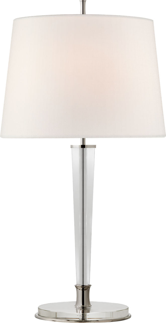 Lyra Large Table Lamp | Polished Nickel and Crystal | Linen Shade
