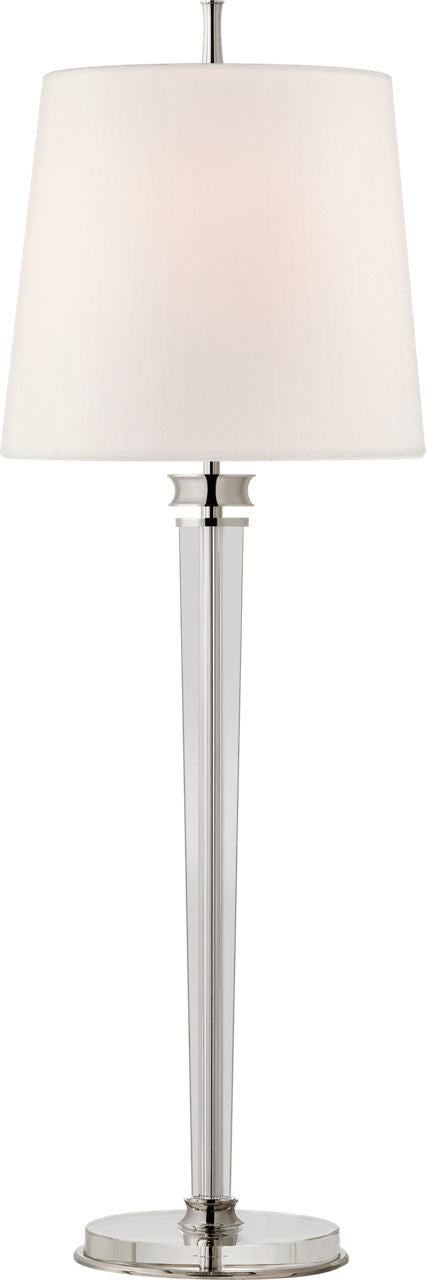 Lyra Buffet Lamp | Polished Nickel and Crystal | Linen Shade