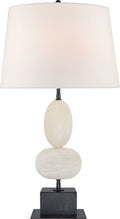Dani Medium Table Lamp | Alabaster and Black Marble | Linen Shades