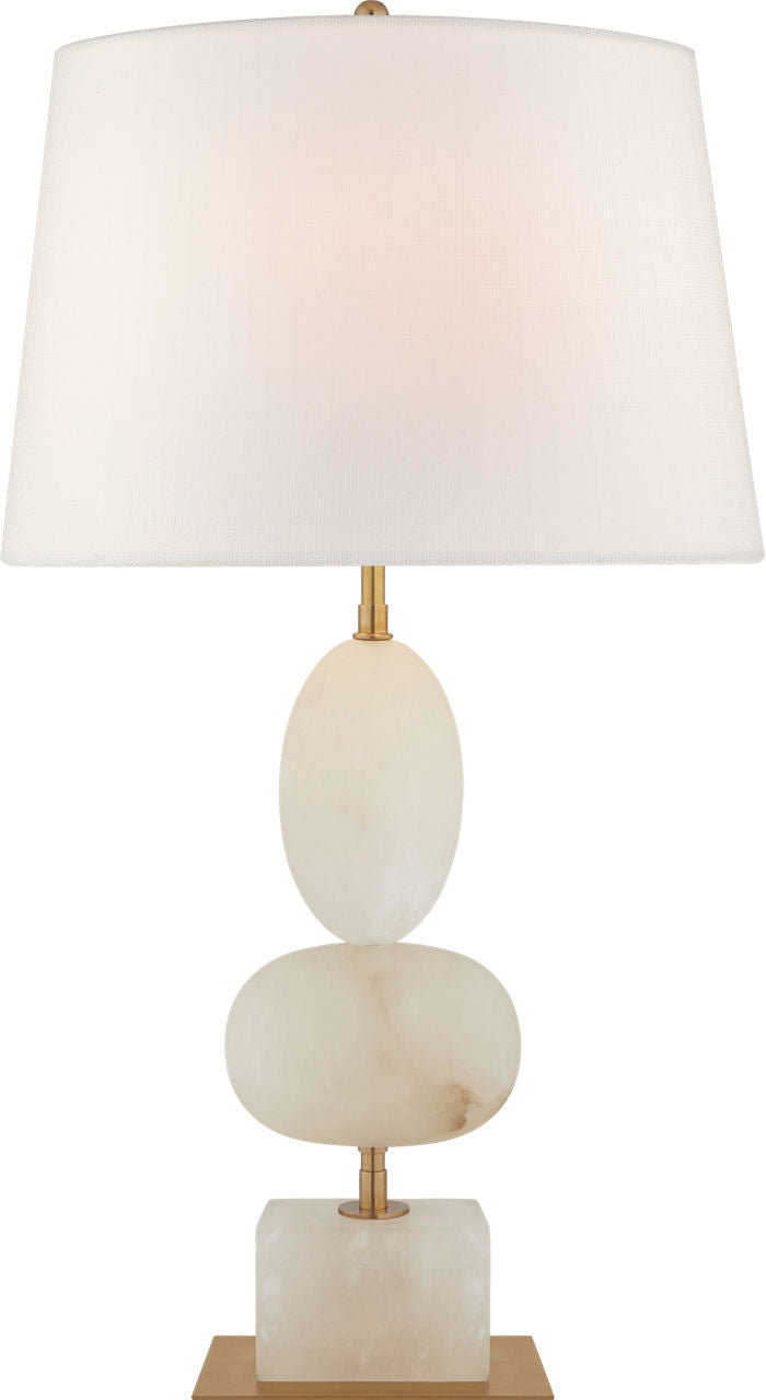 Dani Medium Table Lamp | Alabaster | Linen Shades