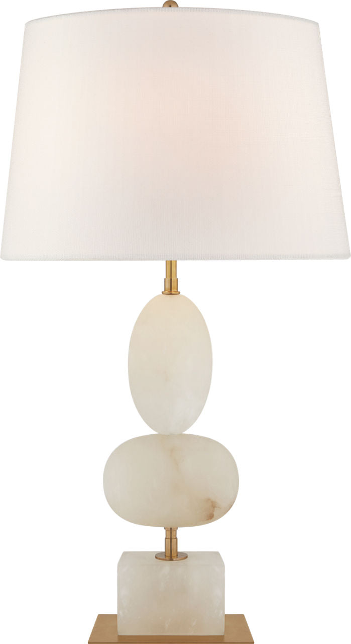 Dani Medium Cordless Table Lamp | Alabaster | Linen Shade