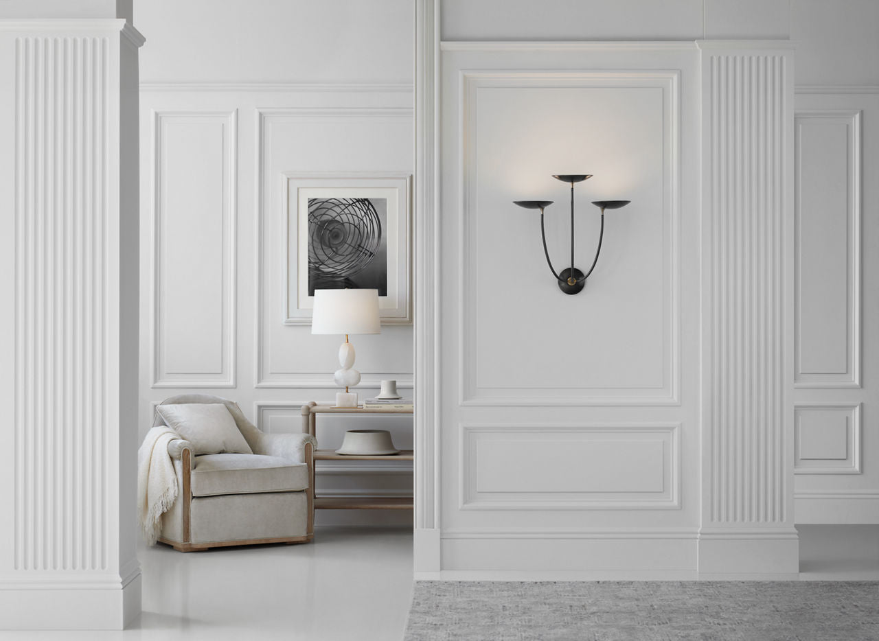 Keira Large Triple Sconce | Bronze and Hand-Rubbed Antique Brass