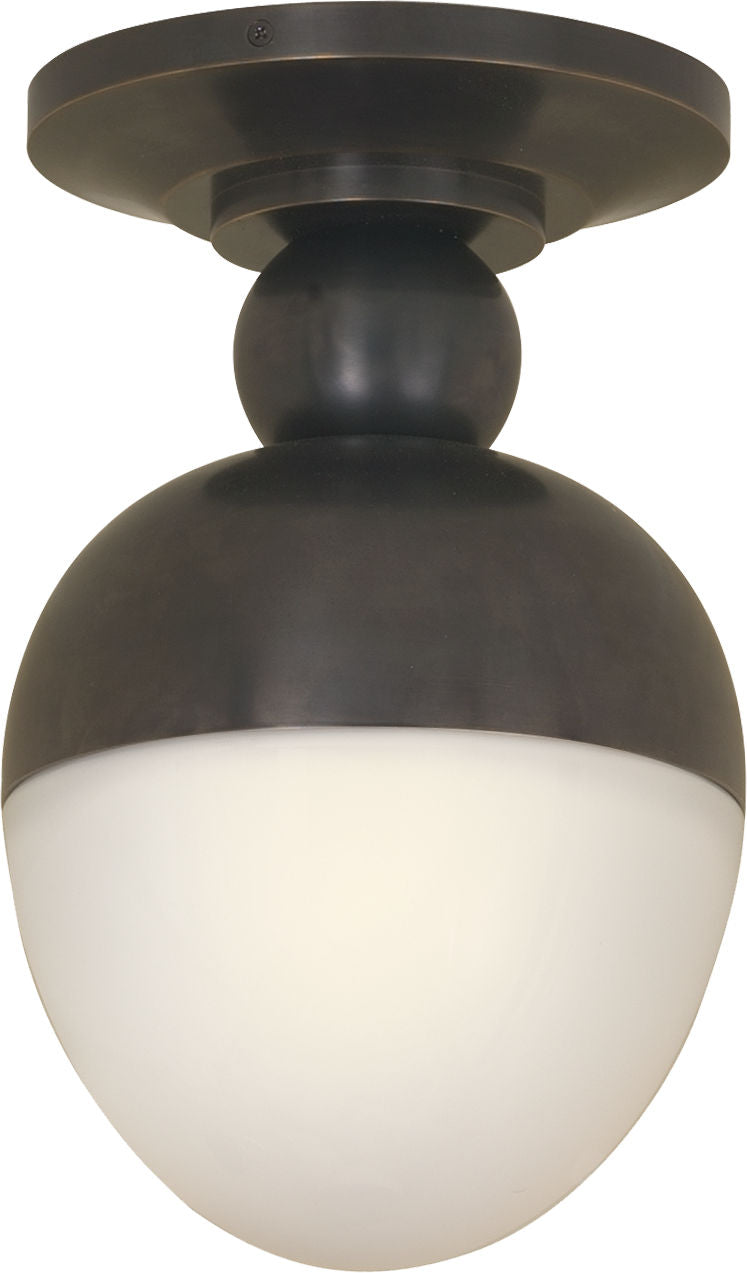 Clark Flush Mount | Bronze | White Glass