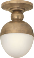 Clark Flush Mount | Hand-Rubbed Antique Brass | White Glass