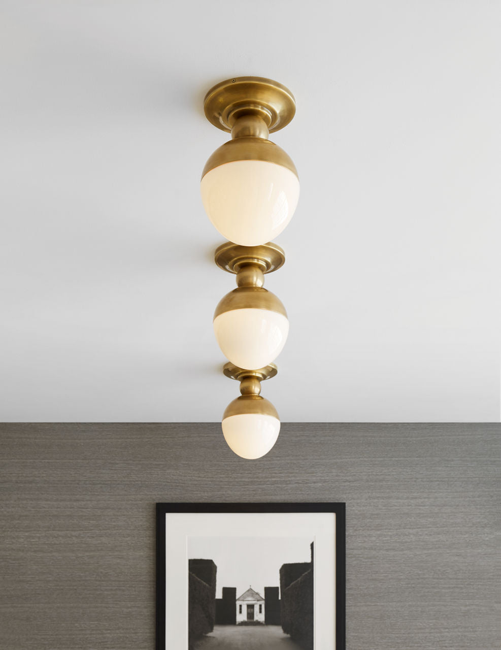 Clark Flush Mount | Hand-Rubbed Antique Brass | White Glass