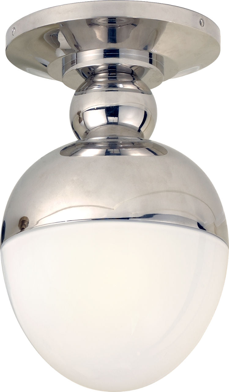 Clark Flush Mount | Polished Nickel | White Glass