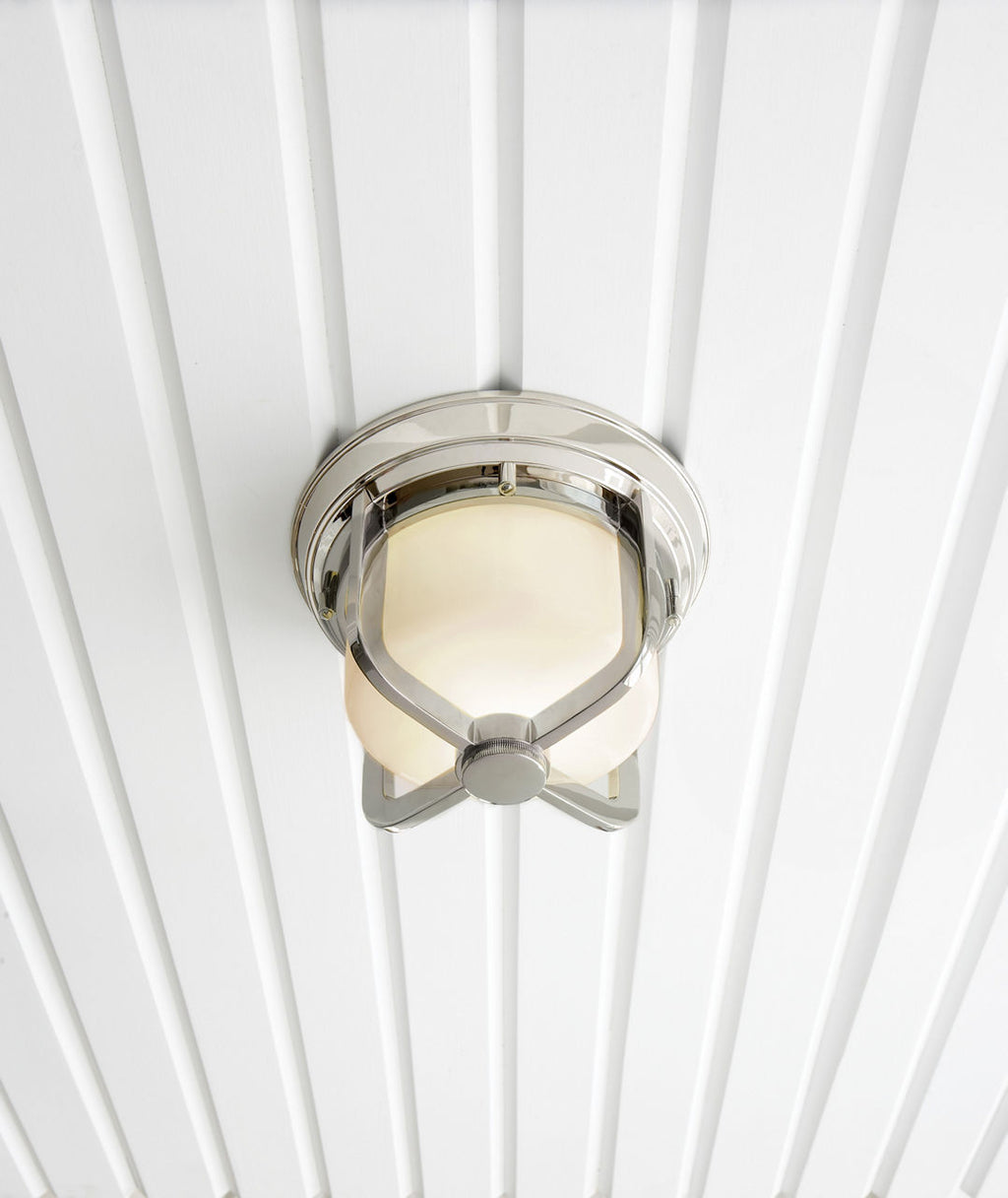 Milton Short Flush Mount | Polished Nickel | White Glass