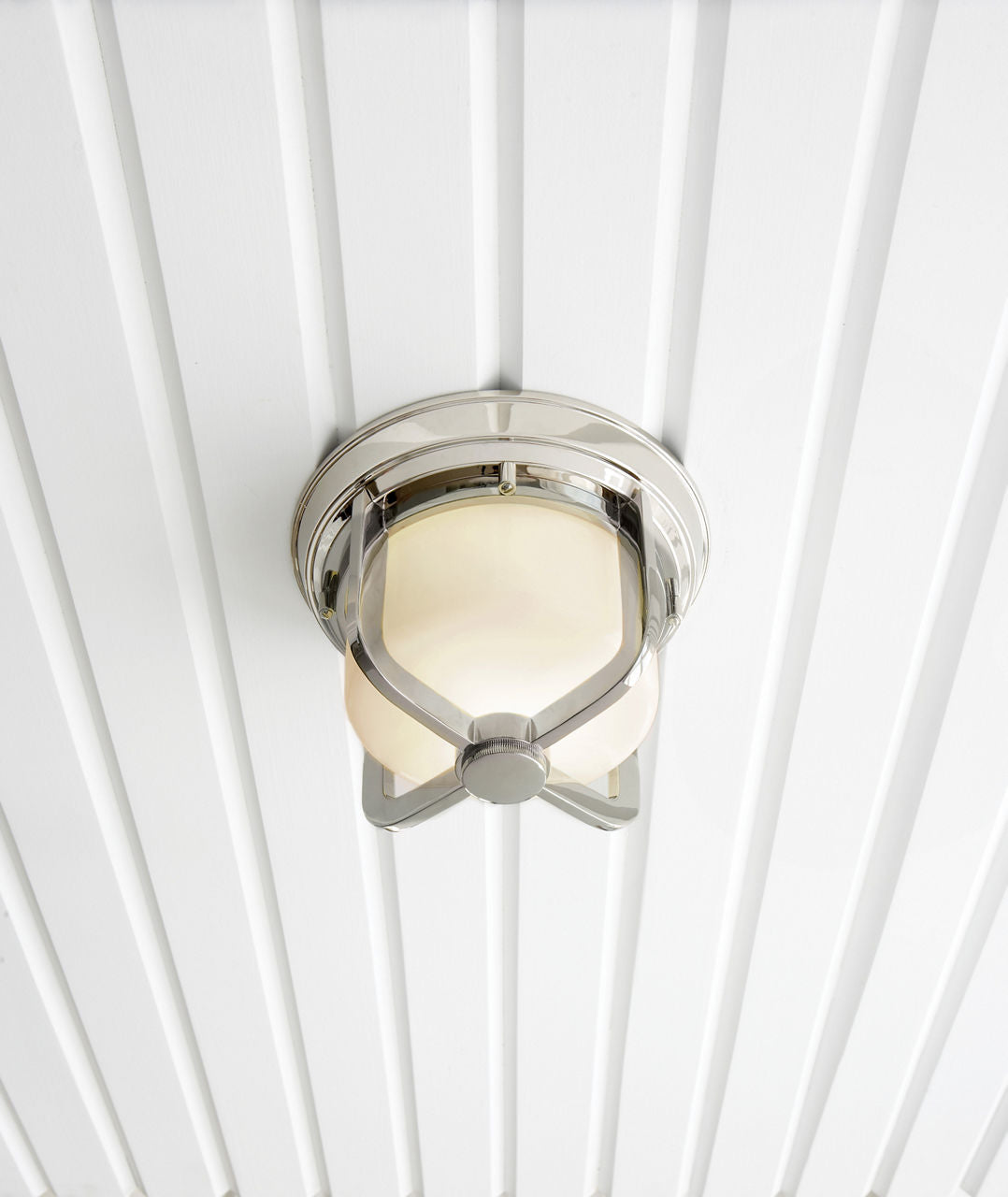 Milton Short Flush Mount | Polished Nickel | White Glass