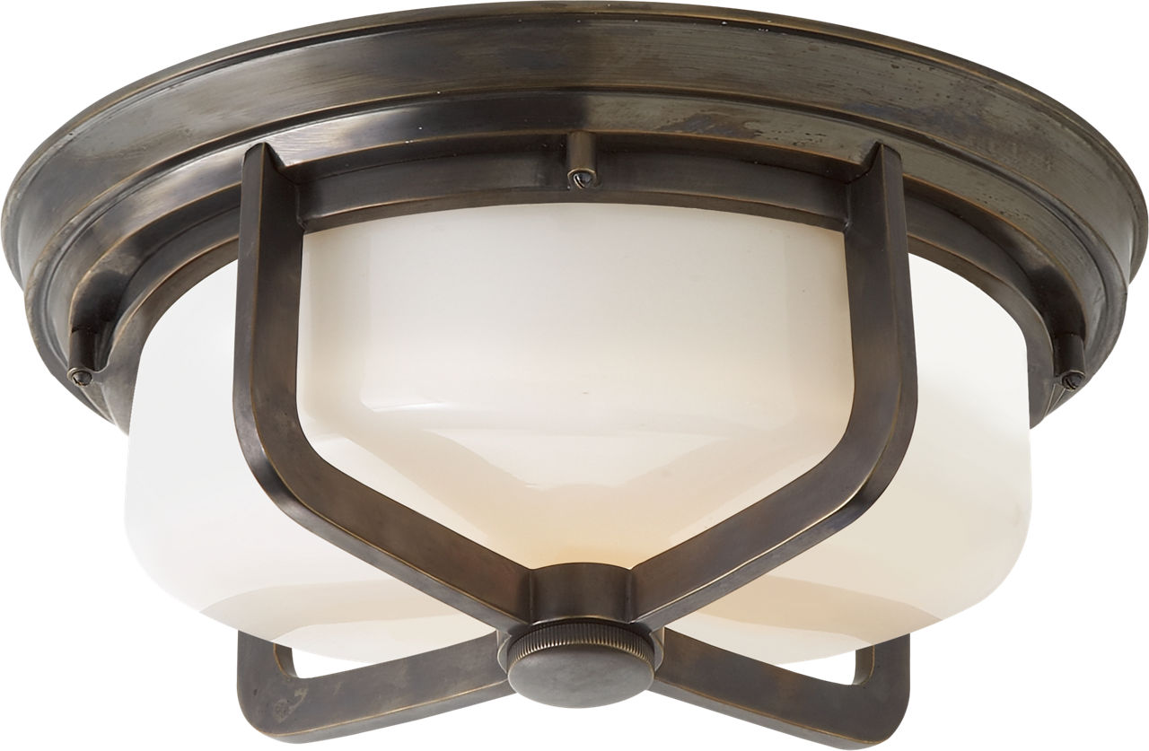 Milton Large Flush Mount | Bronze | White Glass